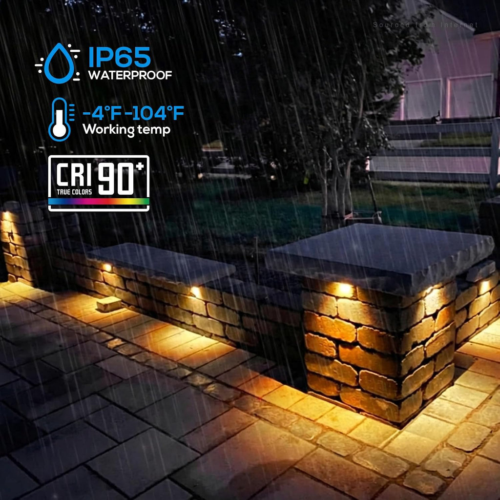 LEONLITE 8-Pack 4 Inch LED Hardscape Lighting, Update Retaining Wall Lights, LED Landscape Lighting, 12-24V AC/DC Paver Light Low Voltage, 1W/2W/3W Dimmable Outdoor Step Lights, 2700K Soft White, ETL