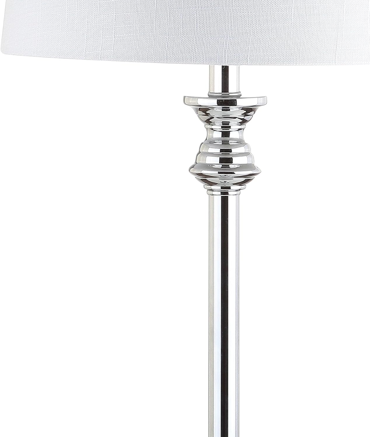 JONATHAN Y 33' Crystal and Chrome LED Table Lamp Set of 2, Contemporary Clear Metal Lamps for Living Room Bedroom, White Linen Drum Shade, LED Bulbs Included, UL Listed JYL2056A-SET2