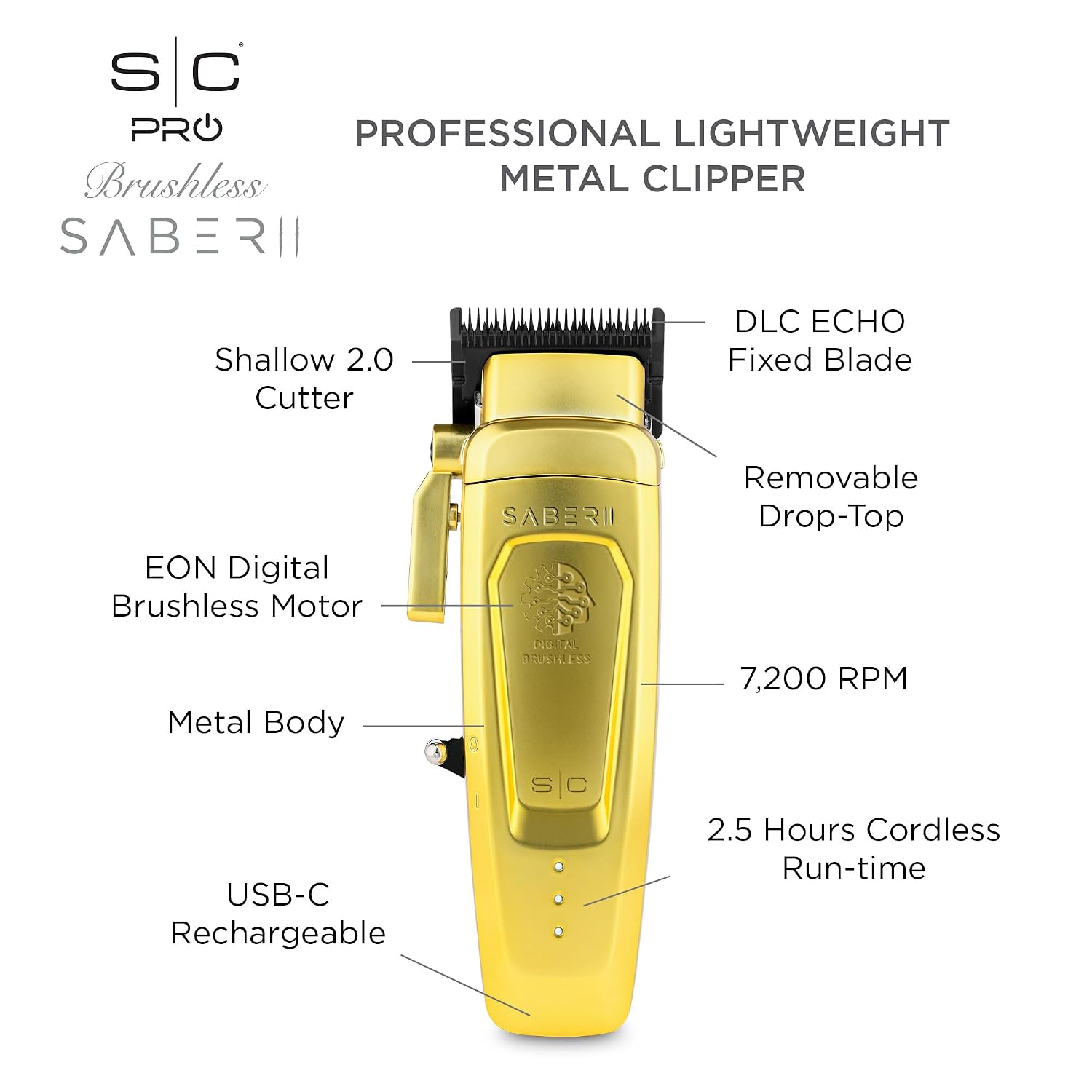StyleCraft Saber and Saber II Professional Full Metal Body High-Torque Digital Brushless Motor Cordless Hair Clipper