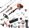 VEVOR 43cc 6-in-1 Multi-Functional Trimming Tool, Hedge Trimmer, Weed Eater, String Trimmer, Brush Cutter, Edger, Pole Saw Chainsaw Pruner with Extension Pole, w/EPA, CE and EMC Certification