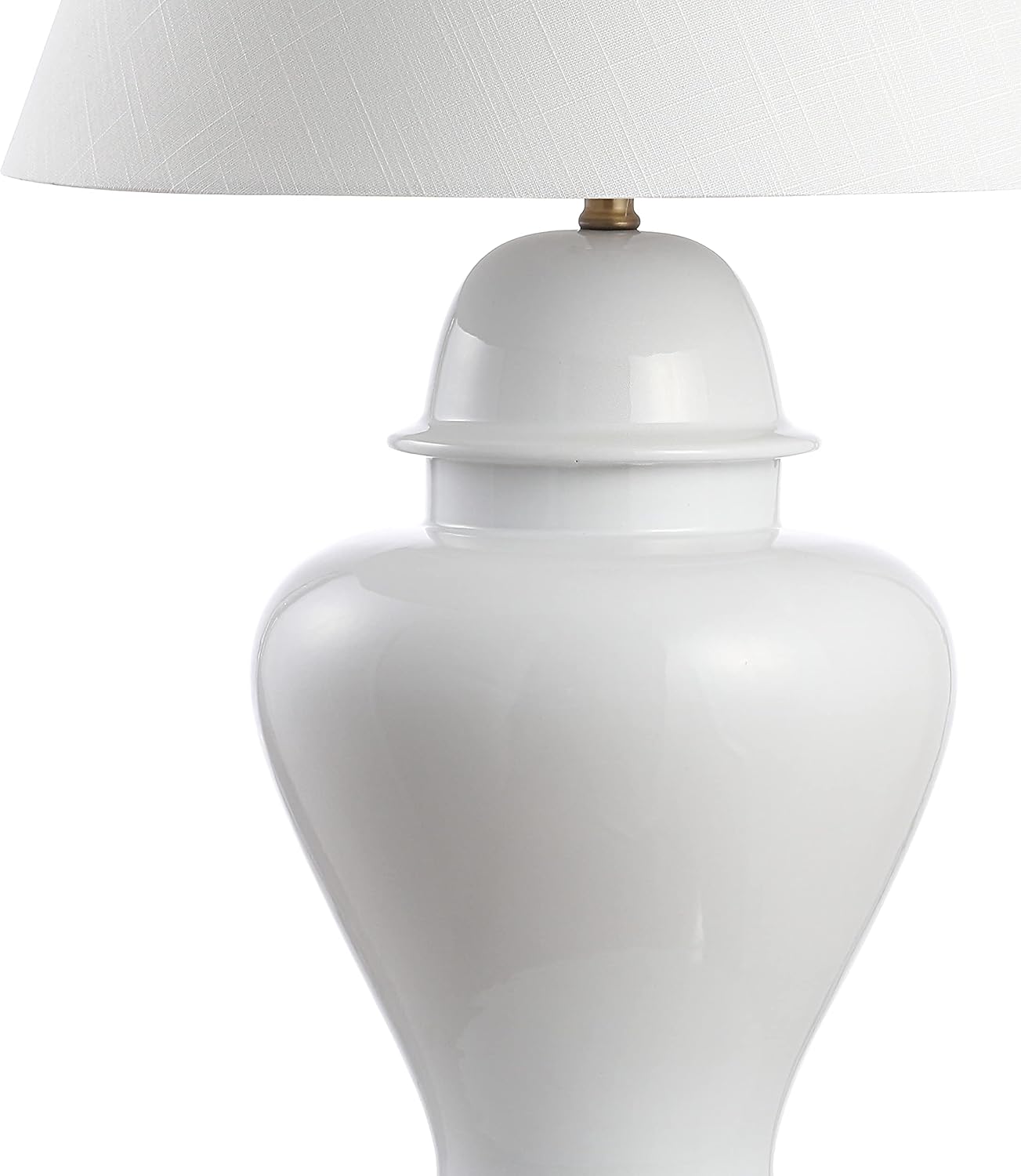 JONATHAN Y 33' White Modern Ceramic Ginger Jar Table Lamp for Living Room, Traditional Bedside Lamp for Bedroom Entryway, White Linen Shade, LED Bulb Included (JYL6619A)