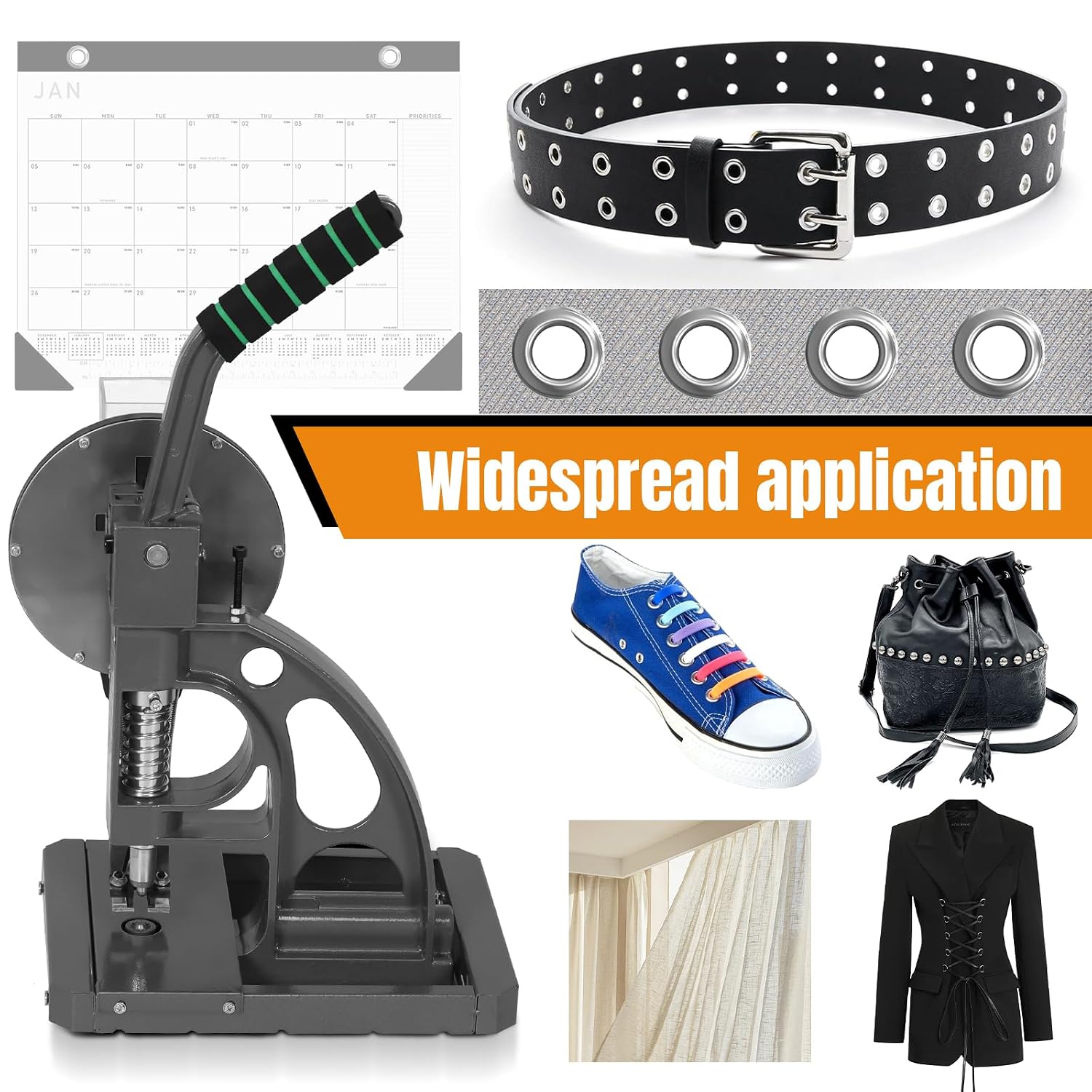 Semi Automatic 8mm Banner Tarpaulin Eyelet Press Punching Machine Grommet Hole Punching Machine for Fabric Leather Banners DIY Projects
