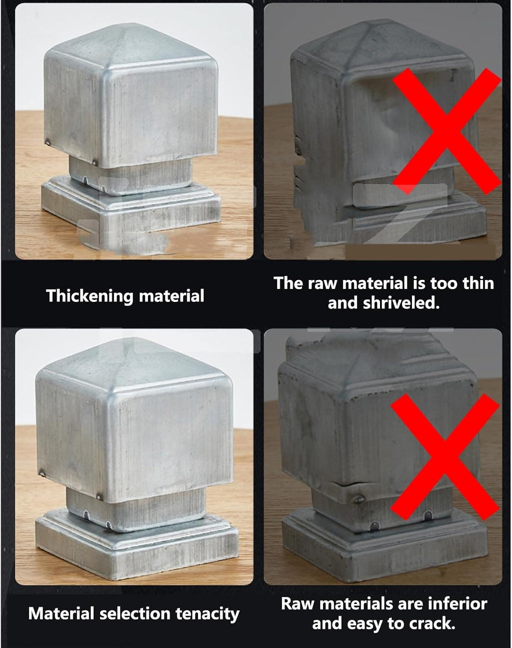 Post Cap 4 Packs Square Top Fence Post Caps for Outdoor Garden Fences Lamp Deck Mailbox Posts Patio Decoration 100x100mm