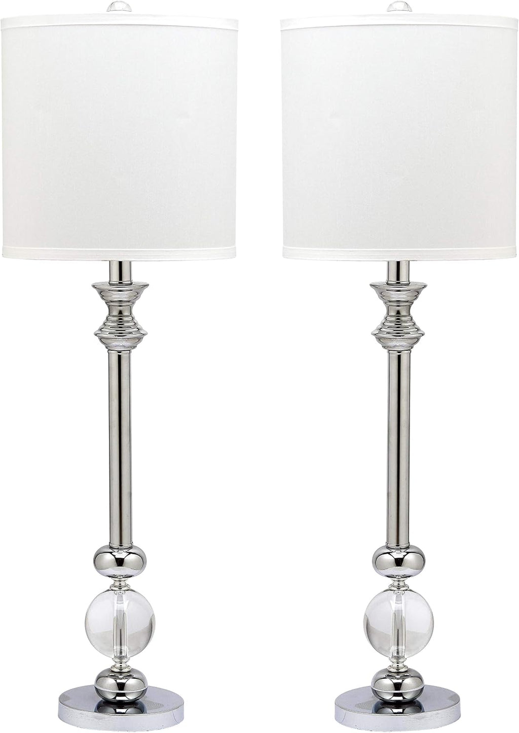 SAFAVIEH Lighting Collection Erica Crystal Candlestick 31-inch Table Lamp Set of 2 with USB Charging Port (LED Bulbs Included)