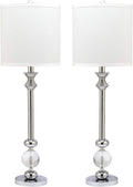 SAFAVIEH Lighting Collection Erica Crystal Candlestick 31-inch Table Lamp Set of 2 with USB Charging Port (LED Bulbs Included)