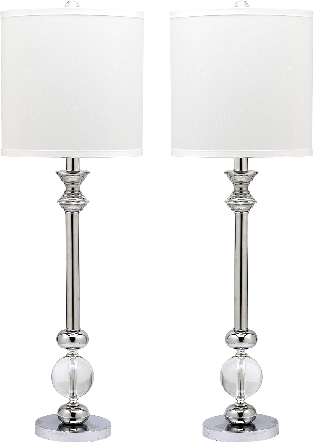 SAFAVIEH Lighting Collection Erica Crystal Candlestick 31-inch Table Lamp Set of 2 with USB Charging Port (LED Bulbs Included)