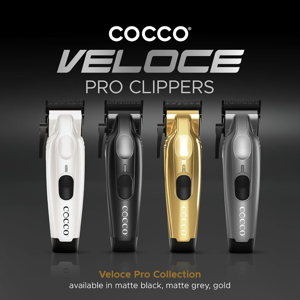 Cocco Veloce Pro Clipper, Digital Gap Ambassador Graphene Taper Blade Professional Hair Clippers, High-Torque BLDC Motor, All-Metal, Cordless, Charging Base Included