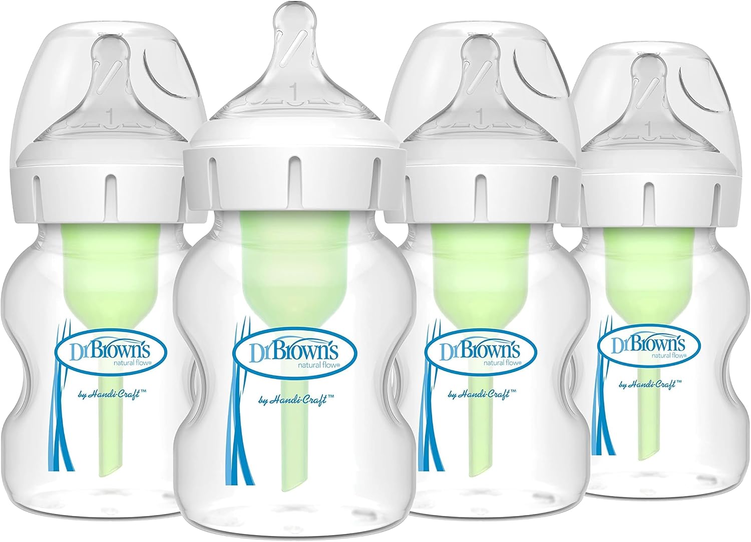 Dr. Brown's Natural Flow® Anti-Colic Options+™ Wide-Neck Baby Bottles 5 oz/150 mL, with Level 1 Slow Flow Nipple, 4 Count, 0m+ (Pack of 6)