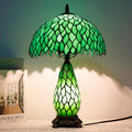 Tiffany Lamp Stained Glass Table Lamp 12X19 Inches Mother Daughter Vase Desk Accent Night Light for Bedroom Bedside Reading Home Antique Style (Green Wisteria)