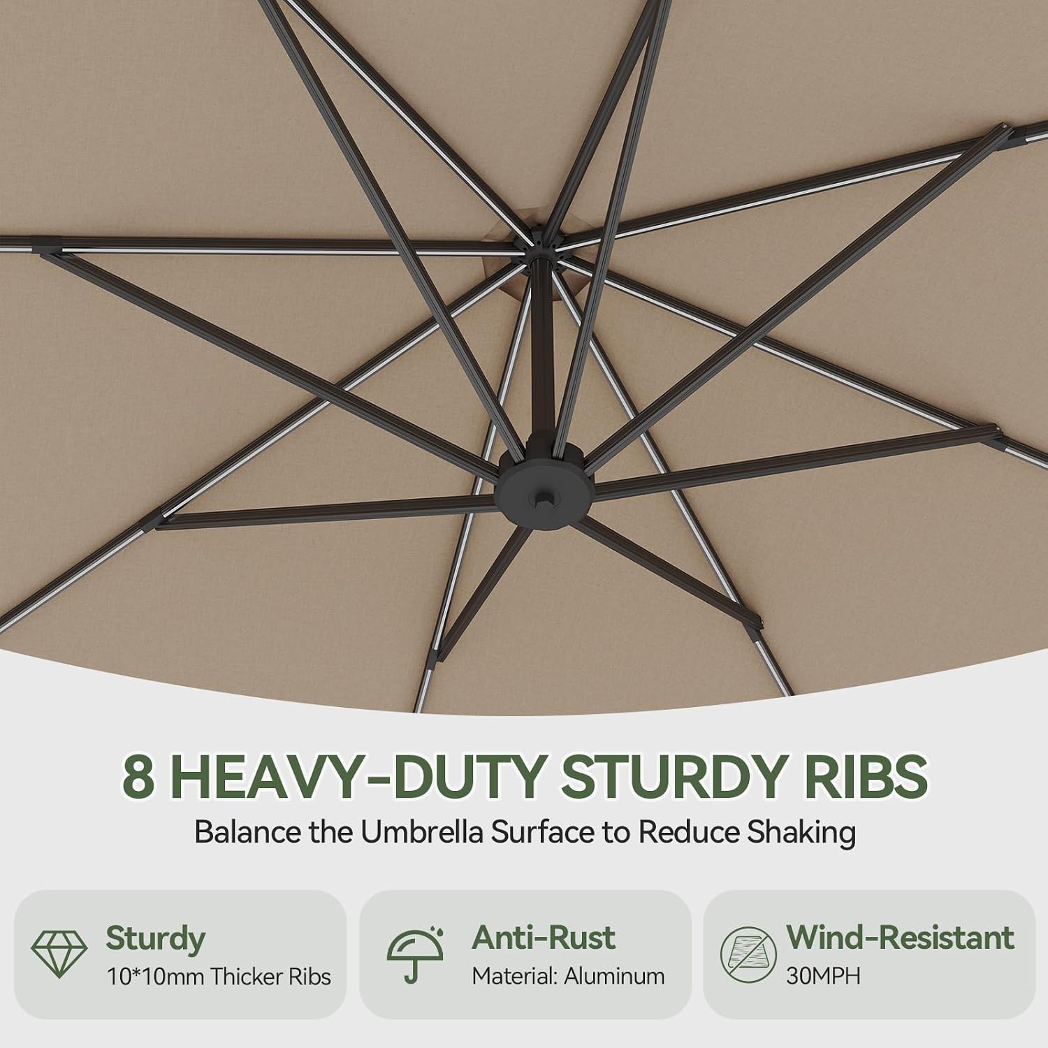 Aoxun 11 FT Cantilever Umbrella with Base Included, Patio Large Aluminum Offset Umbrella Windproof with 360°Rotation, Heavy Duty Frame for Outdoor, Pool, Deck and Garden