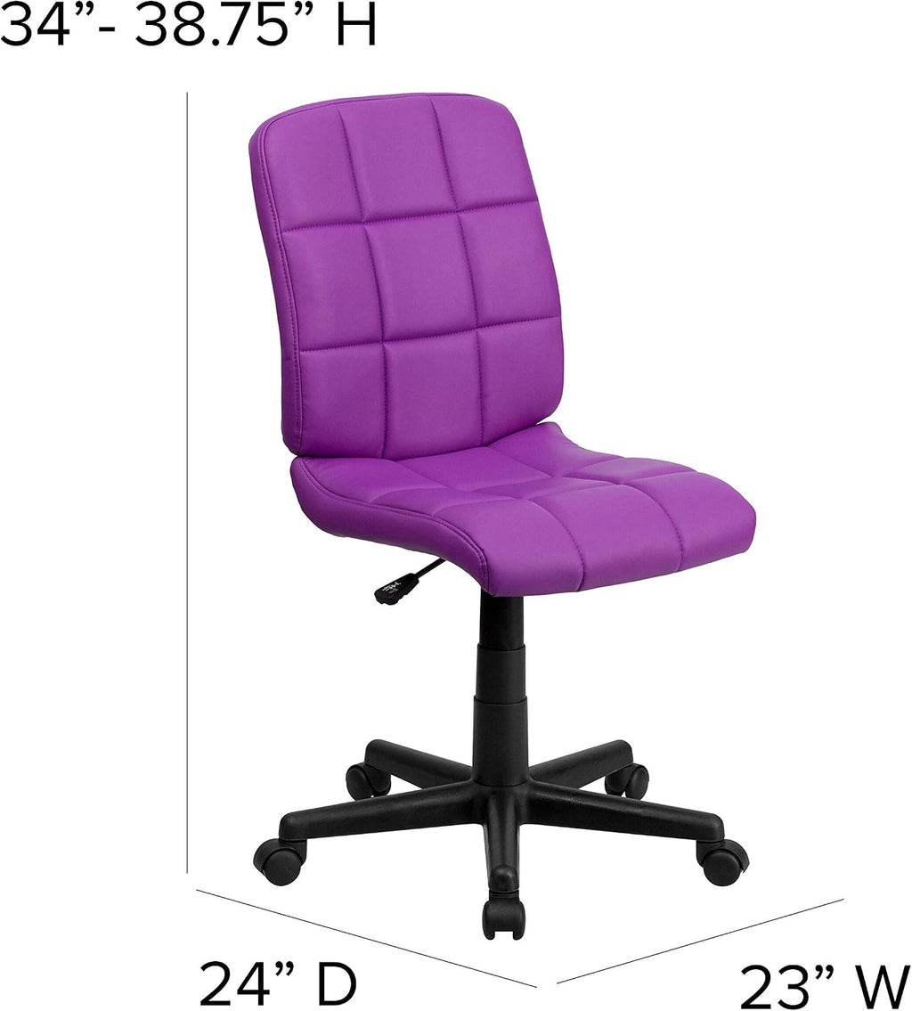Flash Furniture Clayton Mid-Back Purple Quilted Vinyl Swivel Task Office Chair
