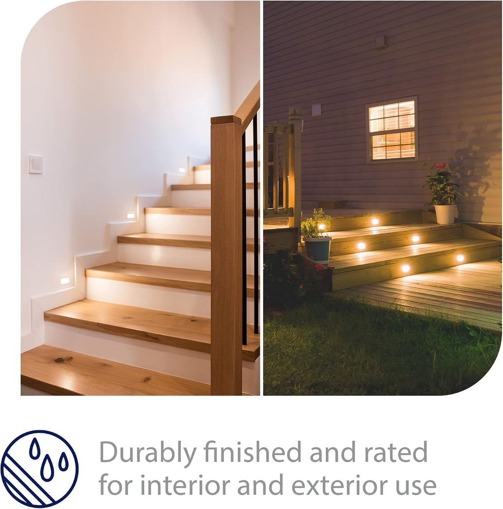 WAC Landscape Lighting, LEDme 120V LED Horizontal Indoor and Outdoor Step and Wall Light Amber 1800K LED in White