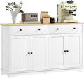 HOMCOM Sideboard Buffet Cabinet with Storage, 55' Modern Kitchen Cabinet with 4 Doors, 2 Drawers and 2 Adjustable Shelves, Coffee Bar Cabinet, White