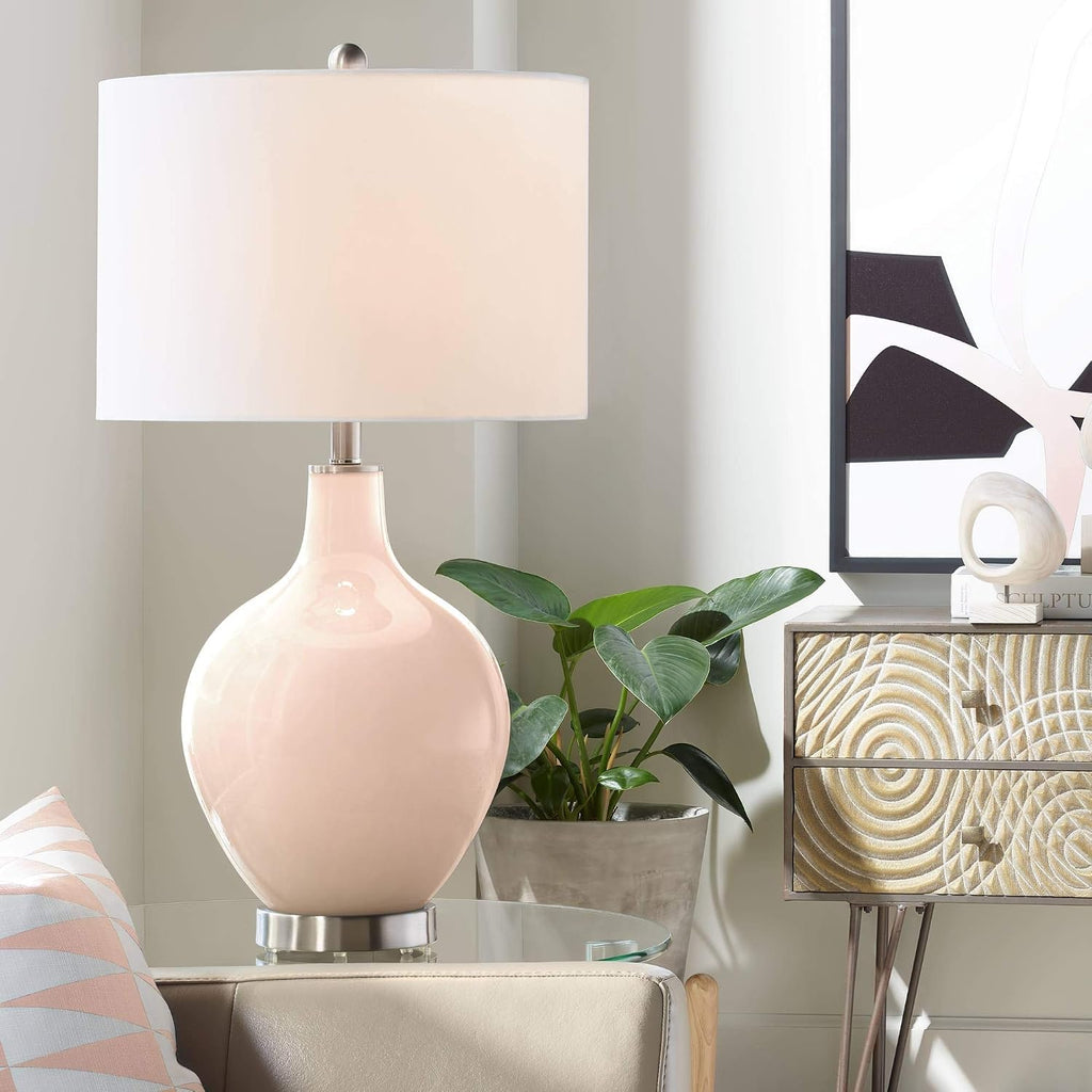 Color + Plus OVO 28 1/2' High Linen Pink Table Lamp