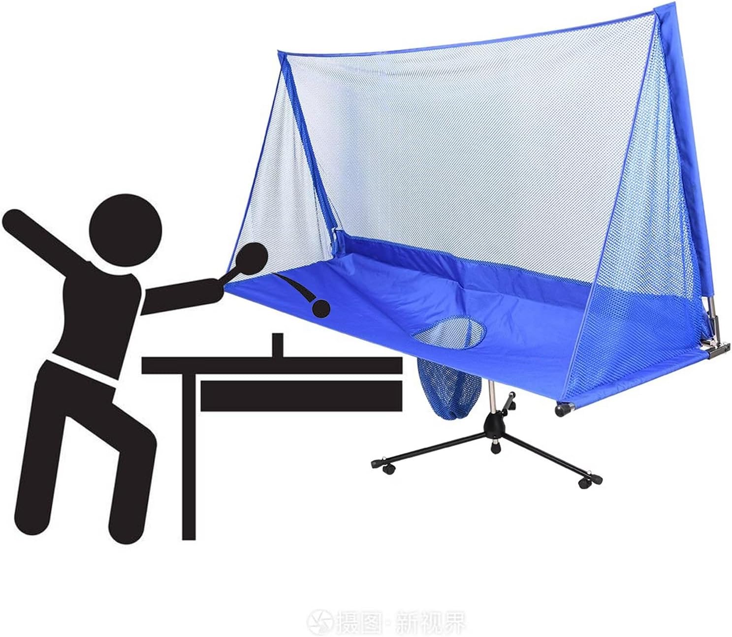 ERRULAN Large Ping Pong Practice Net with Wheels, Foldable Table Tennis Ball Catch Net Equipments for Adults & Kids, Indoor Outdoor Teen Activities - Multi-Ball Training(1.7m/66.9 in/5.58 ft)