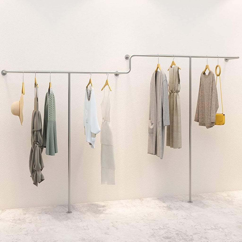 Creative Display Garment Rack in Boutique Clothing Stores, Wall Mounted Storage Clothes Shoe Bag Pipe Shelf, Retail Hanger Cloakroom Clothes Rod Bathroom to(One Color-Length 150CM