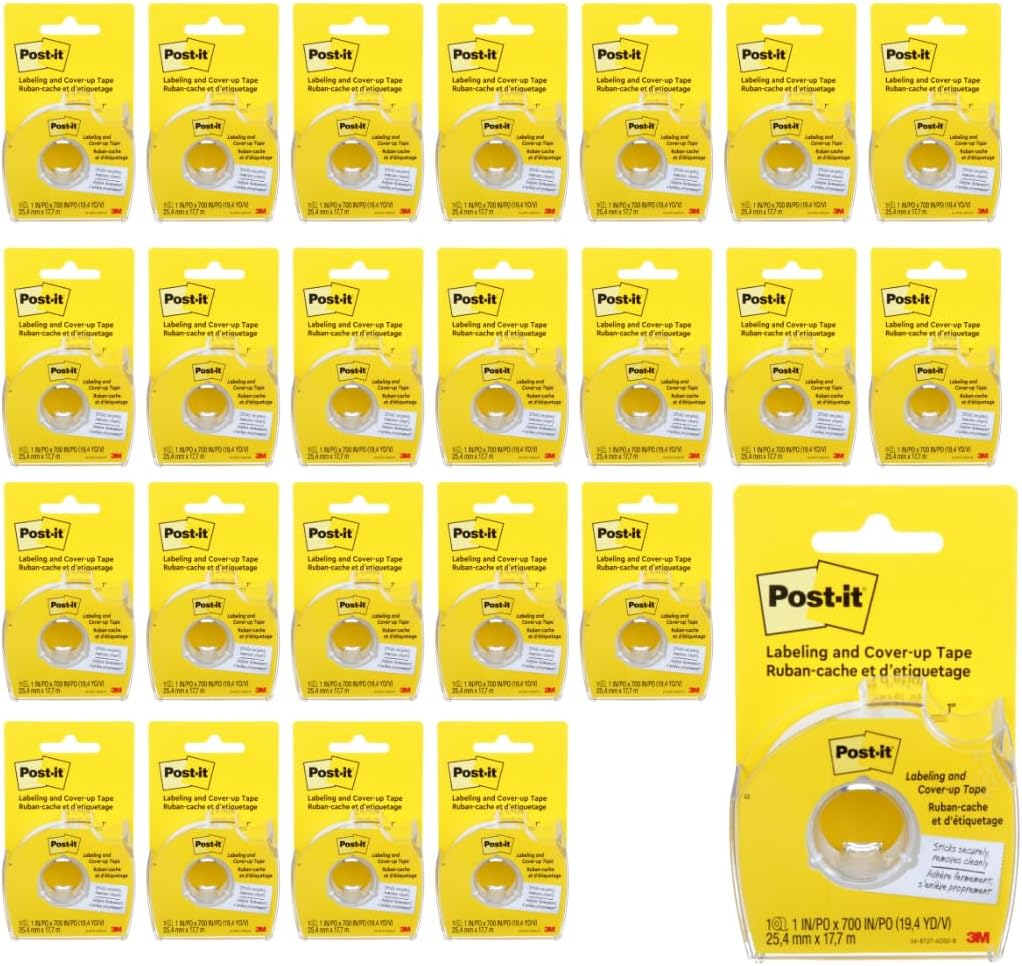 Post-it Labeling and Cover-up Tape 658, 1 in x 700 in (25.4 mm x 17.7 m) - [24 Pack]