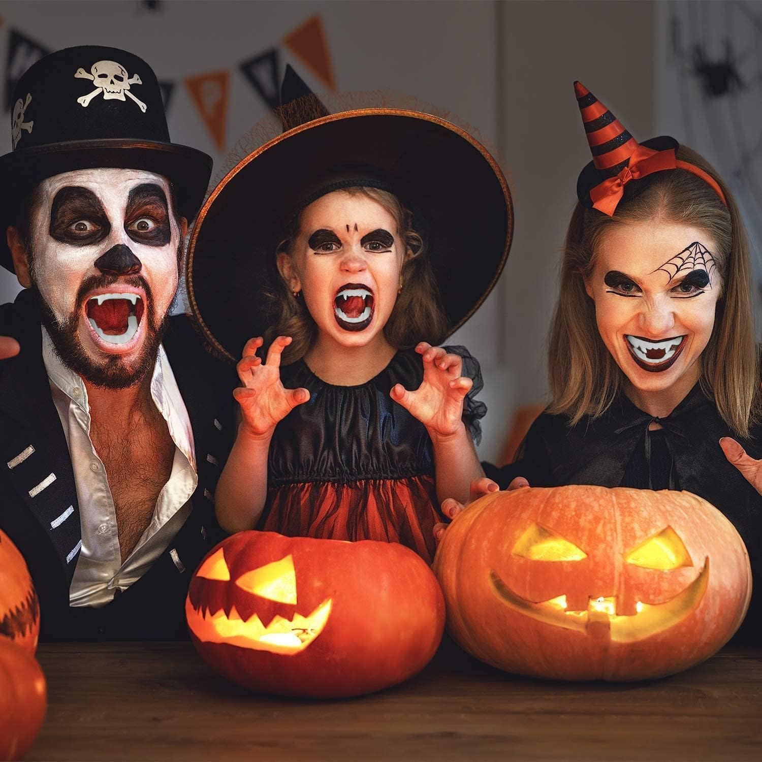 The Dreidel Company Halloween White Teeth Fangs Teeth, Costume, Funny Halloween Dress-Up, Pretend Play Decoration (3000-Pack)