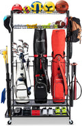 FHXZH Golf Bags Storage Garage Organizer - Stand for Single Golf Bags, Clubs, and Equipment Accessories with Wheels