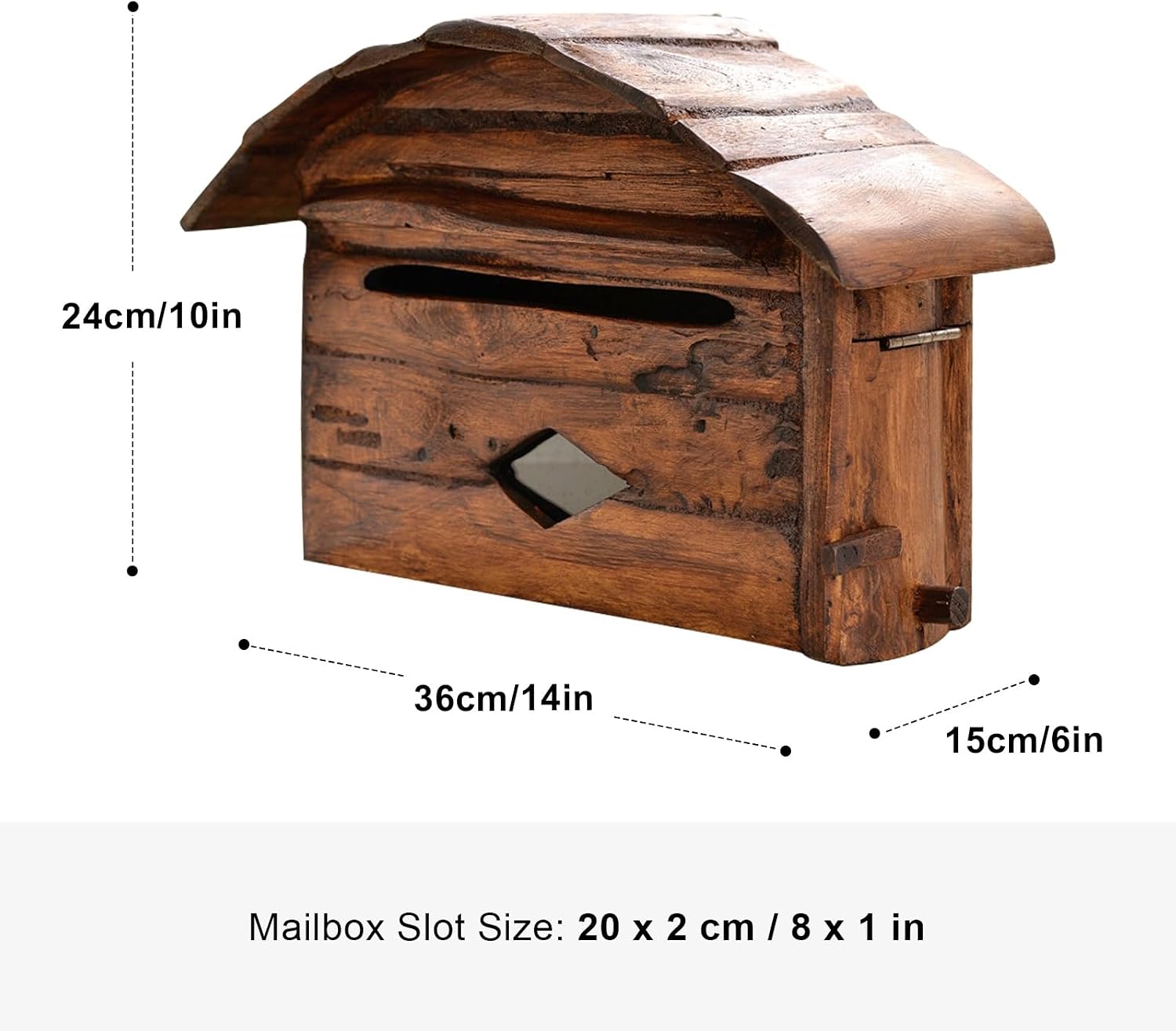 Wooden Cabin mailboxes for Outside, Vintage Mailbox Wall Mount, Rainproof Post Box Small Hanging Suggestion Box House Decor 14 x 6 x 10 Inch