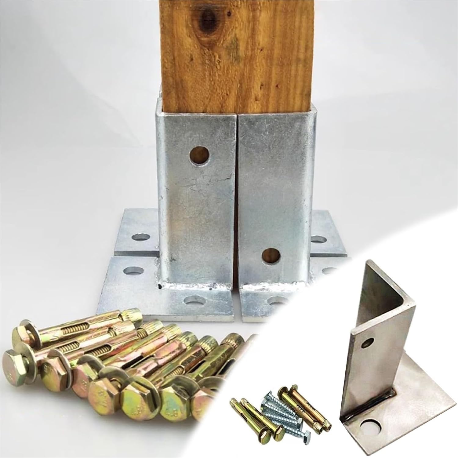 Heavy Duty Stand Alone Post Anchor Bracket, Steel Fence Post Anchor Base Fit 2x4 4x4 6x6 8x8, Post Base Metal Concrete Brackets for Wooden Mailbox/Pergola/Railing(10 pcs)