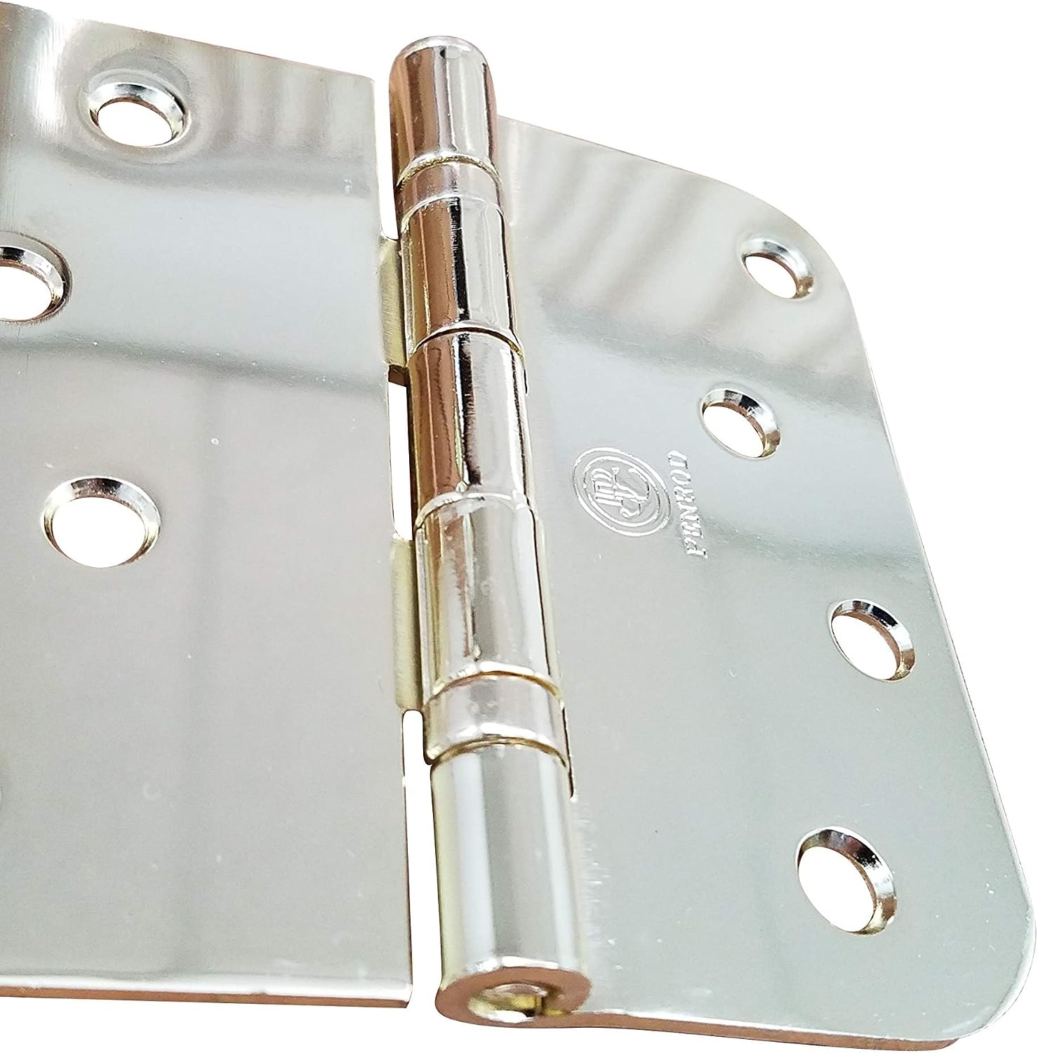 Hinge Outlet 4 Inch with 5/8 Inch Square Radius Ball Bearing Door Hinges, Heavy-Duty Steel, Removable Pin (Polished Brass,12 Pack)