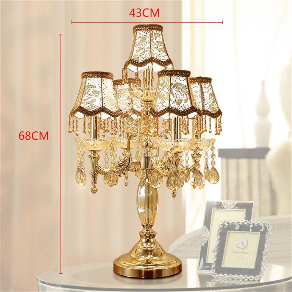 @Uncle Sam LI Crystal Table Lamp, Luxury High-Grade Gold Table Lamp with The Crystal and Fabric Lampshade for in The Living Room Bedroom Bedside Home Decorative Lights
