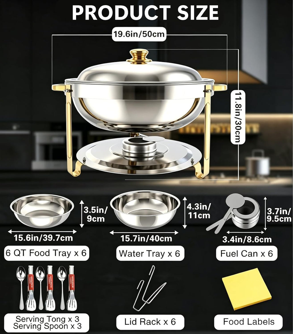Beviliu 8QT Chafing Dishes for Buffet 4 Pack, Ultra-Large Capacity Warming Trays for Large Gatherings, 8QT Food Warmers for Parties Buffet, Catering Supplies Buffet Display Chafing Dish for Parties