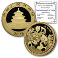 2025 1 Gram Gold Chinese Panda Coin Brilliant Uncirculated with Certificate of Authenticity 10 Yuan ¥10 BU