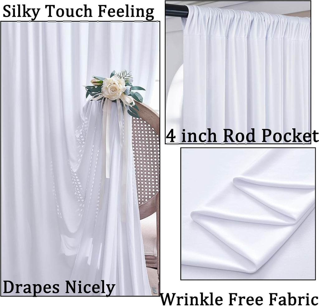 60ftx10ft Wrinkle Free White Backdrop Curtains for Parties, Silky Polyester Photo Backdrop Drapes 12 Panels 5x10ft Back Drop Cloth for Wedding Birthday Baby Shower Photography Background