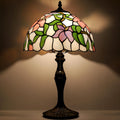 Tiffany Lamp Stained Glass Table Lamp Bedside Reading Lamp 12 x 19' Pink Flower Style Decorative Lamp for Desk Study Living Room Bedroom Office Decor Gift