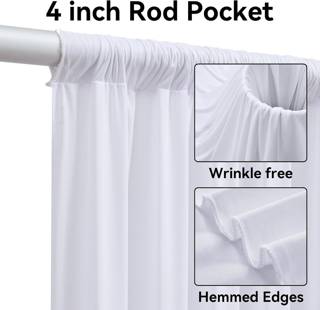12 Panels 5x12ft White Backdrop Curtains for Parties, Wrinkle Free Polyester Photo Backdrop Drapes 12 ft Long Back Drop Cloth Drapery for Wedding Birthday Baby Shower Photography Party Background