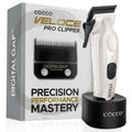 Cocco Veloce Pro Clipper, Digital Gap Ambassador Graphene Taper Blade Professional Hair Clippers, High-Torque BLDC Motor, All-Metal, Cordless, Charging Base Included