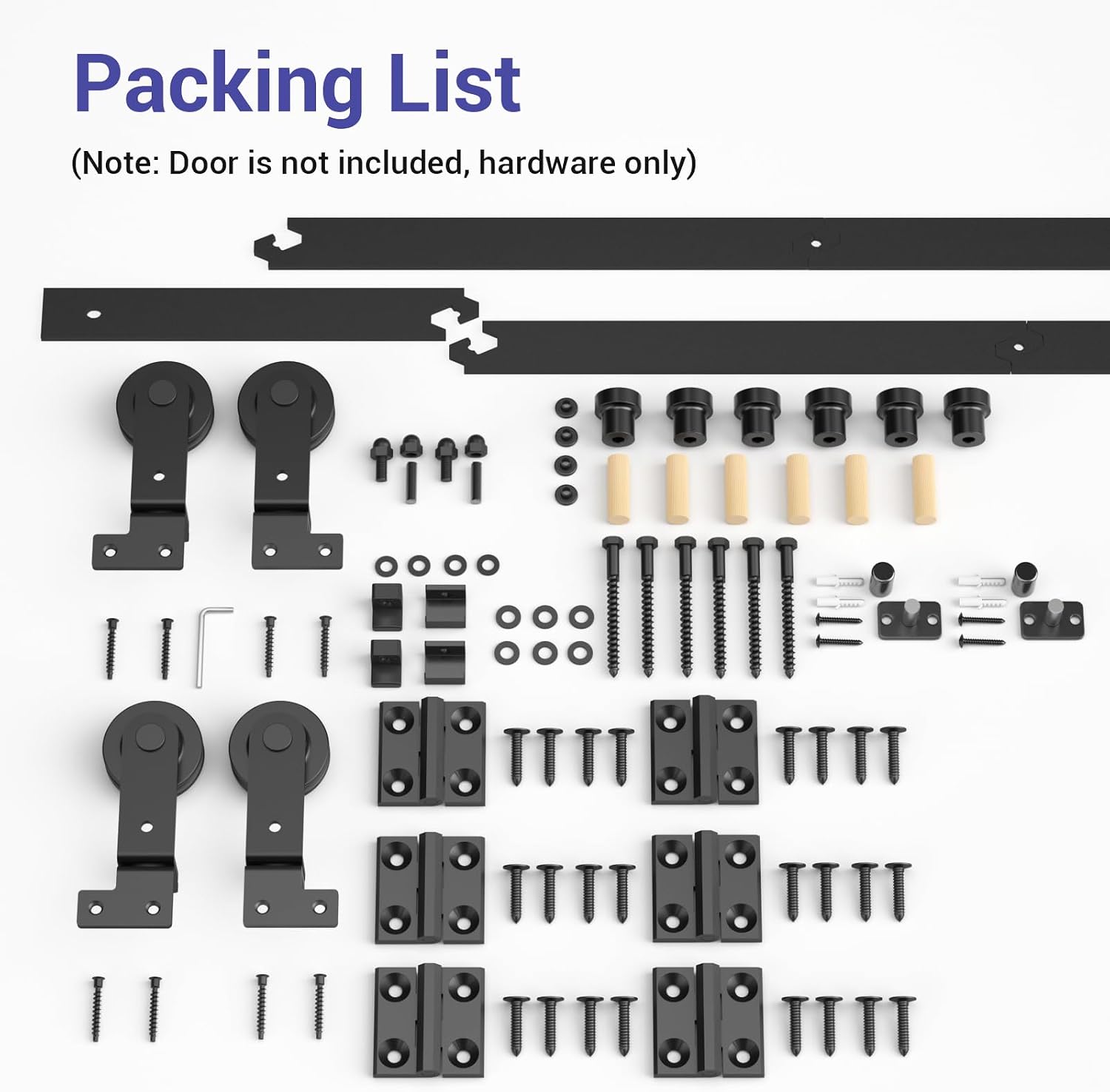 CCJH 48' Bi-Folding Sliding Barn Door Hardware Kit for 4 Doors,Slide Smoothly Quietly,Black Track Top Mount Roller,No Door