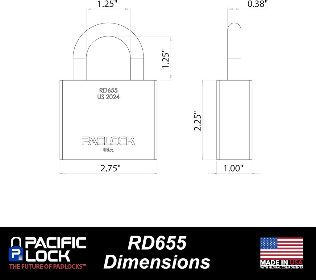 PACLOCK's RD655 Rotating Disc Padlock, 3/8' Dia. Stainless Steel Shackle, High Security Rotating Disc, Exclusive Key Number, U-Pick! Keyed Alike w/ 1 Key, Nickel-Plated Brass