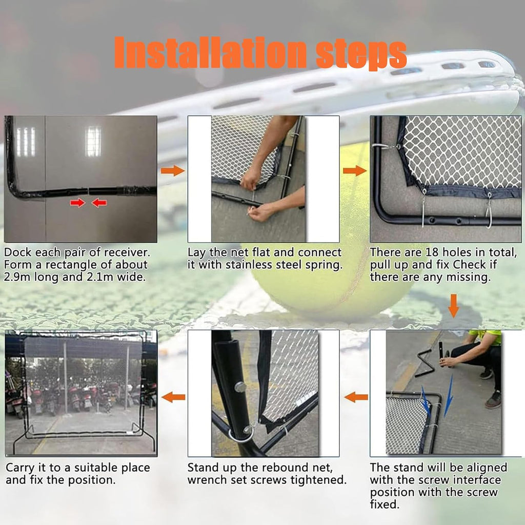 Tennis Rebound Net Training Equipment,Tennis Net,9x7Ft Rebound Practice Wall,Suitable for Training and Practice in Tennis and Various Racquet Sports for Groundstrokes & Volleying Tennis
