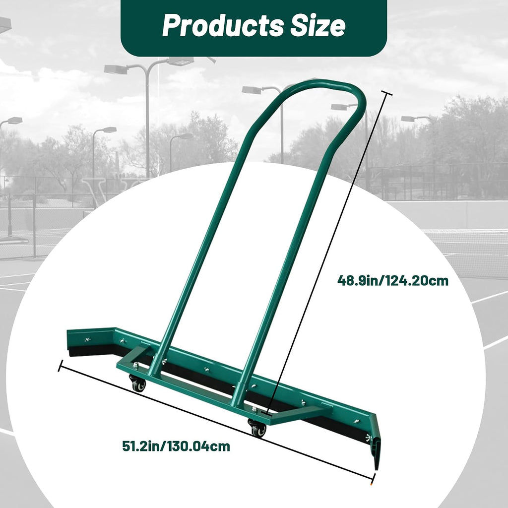 AIWFL 4.3FT Aluminium Alloy Sport Tennis Court Squeegee with Wheels, Tennis Court Rain Shuttle with Additional 2 EVA Foam Blade, Professional Squeegees Floor Water Remover Squeegee Broom, Green