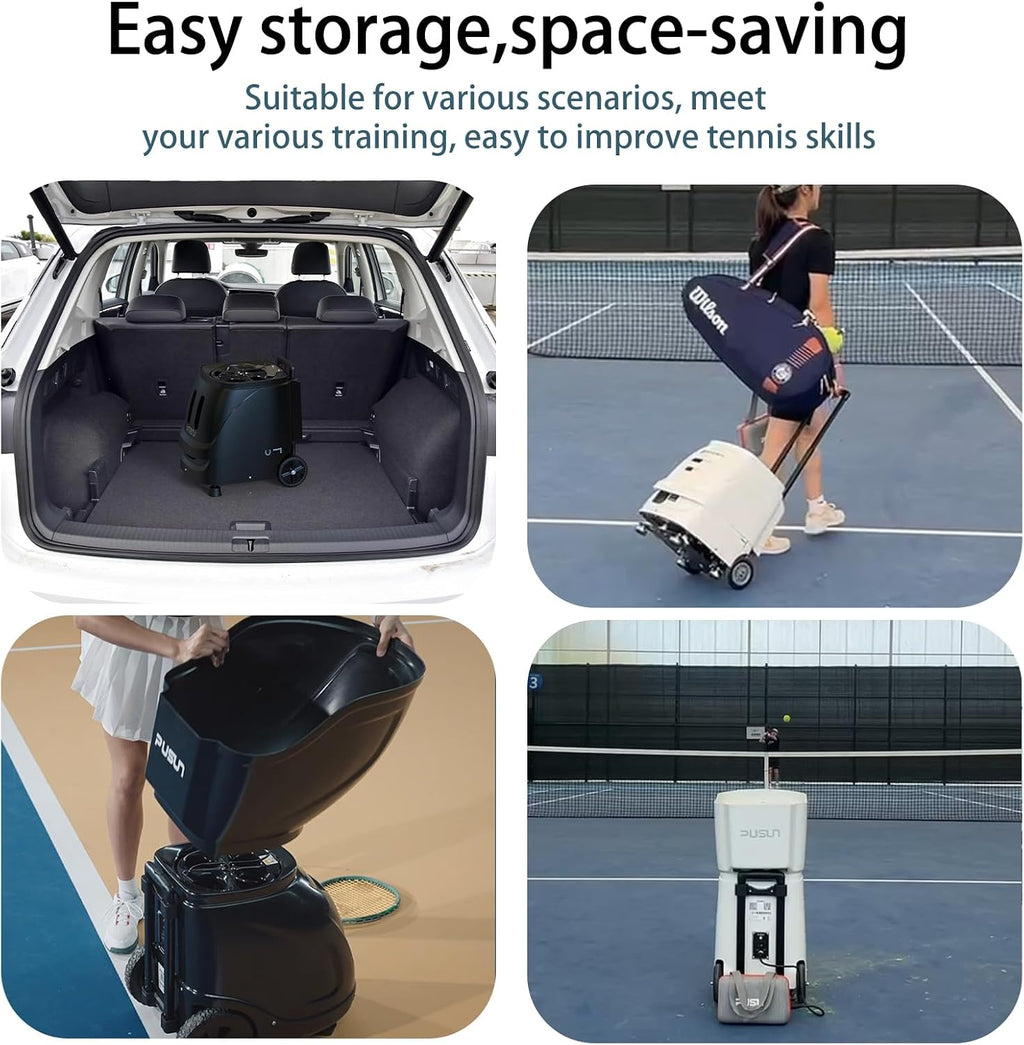 PT-SMART Tennis Ball Machine - Smart App for Apple Watch & Phone Control, Tennis Ball Launcher with 20 Landing Points, 12 Training Modes & 4-6h Battery Life, Tennis Serving Machine