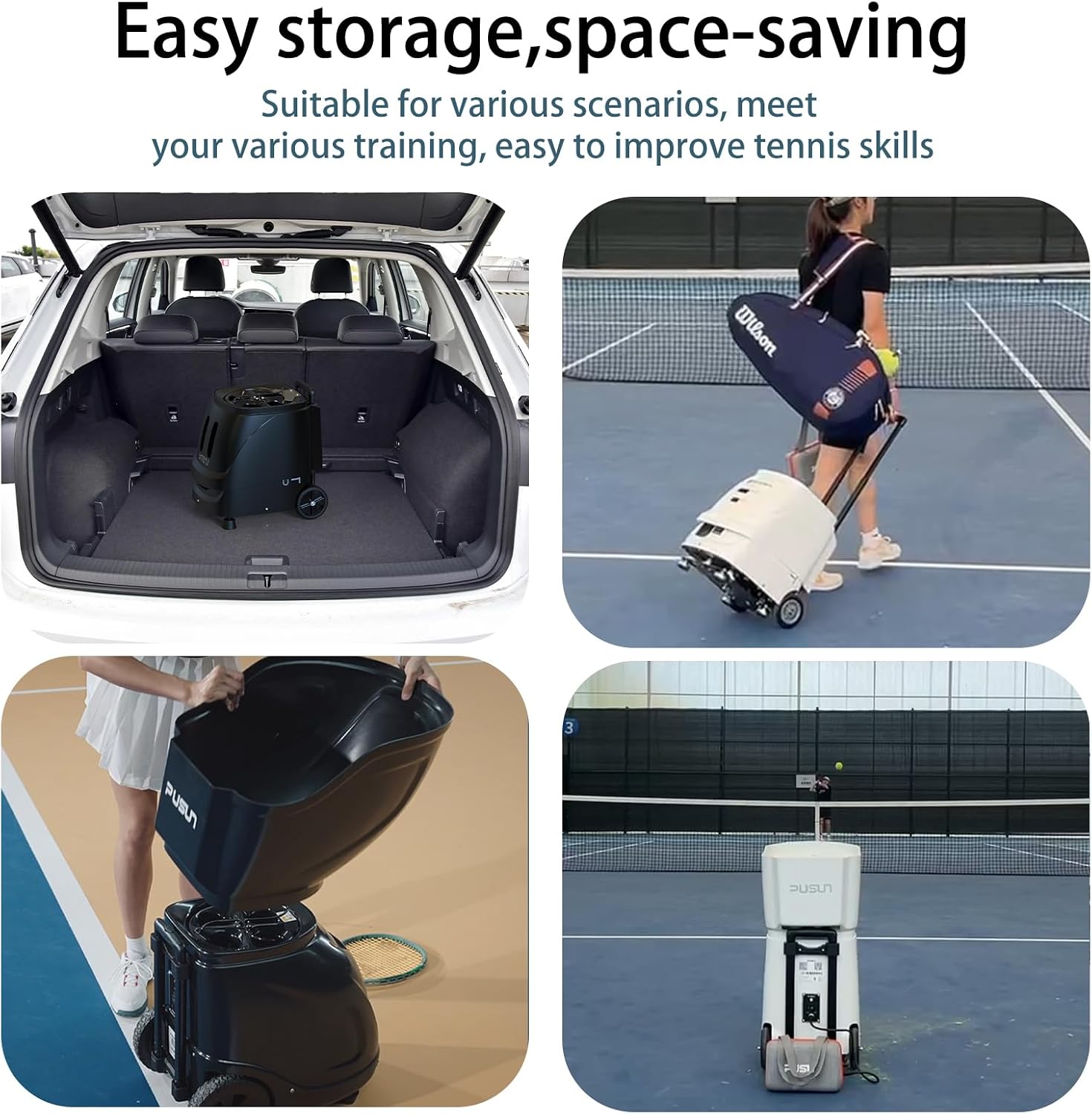 PT-SMART Tennis Ball Machine - Smart App for Apple Watch & Phone Control, Tennis Ball Launcher with 20 Landing Points, 12 Training Modes & 4-6h Battery Life, Tennis Serving Machine