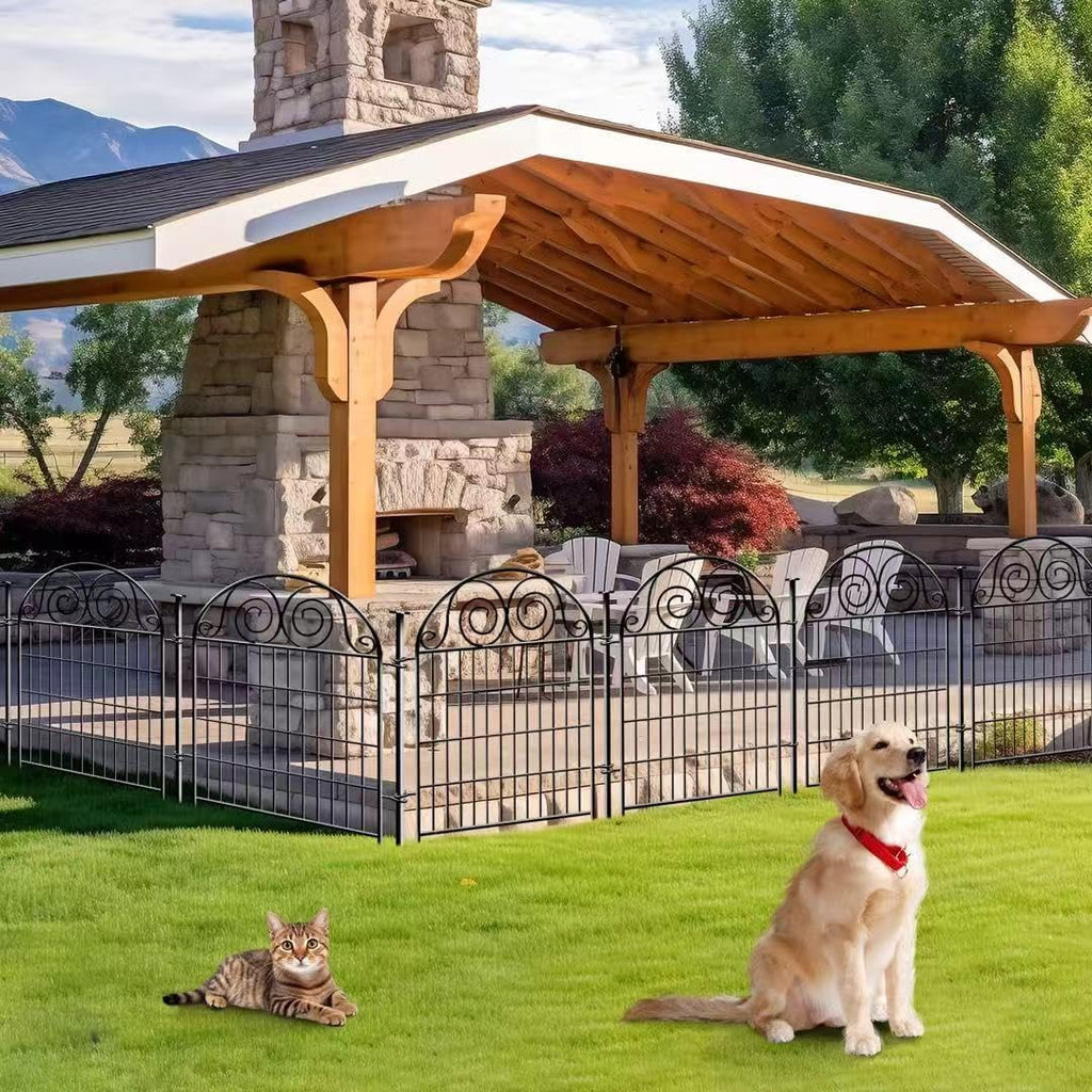 Getlay Tall Garden Fence with Gate, 32 Inch(H) 24 Panels Total Length 52.5 Ft Dog Fence Outdoor, Decorative Fence for Garden,Metal Temporary Fencing│Patented