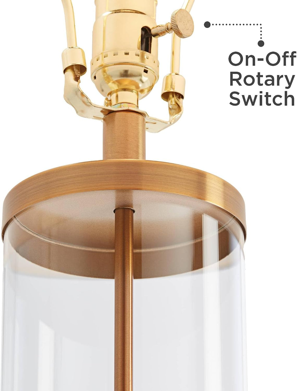 360 Lighting Modern Table Lamp Fillable 26' High Warm Gold Clear Glass Cylinder Black Hardback Drum Shade Decor for Living Room Bedroom House Bedside Nightstand Home Office Family Entryway