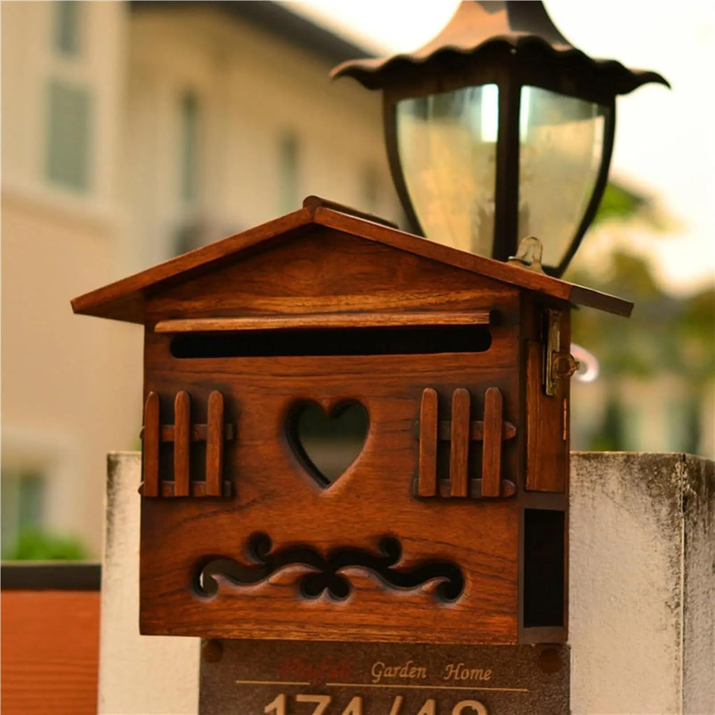 Hanging Locking Security Mailbox Rainproof Holds Documents Bills Letters Keys Home Decor Wooden for Office Mudroom for Home Office