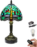 Kiven Cordless Table Lamp,1-Light Dimmable Bedside Lamps for Nightstand with Glass Lampshade, Cordless Tiffany Lamp for Reading Home Decor Bedside TD0938
