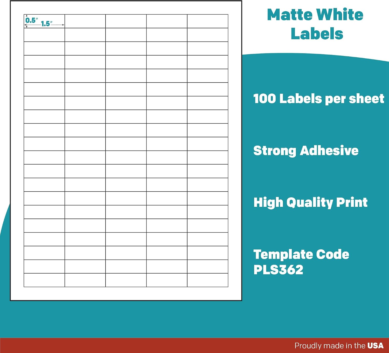 Premium Label Supply White Sticker Barcode Labels – 1.5' x 0.5' – Laser/Inkjet Compatible – (100 per Sheet), 2000 Sheets – 200,000 Total Adhesive Labels