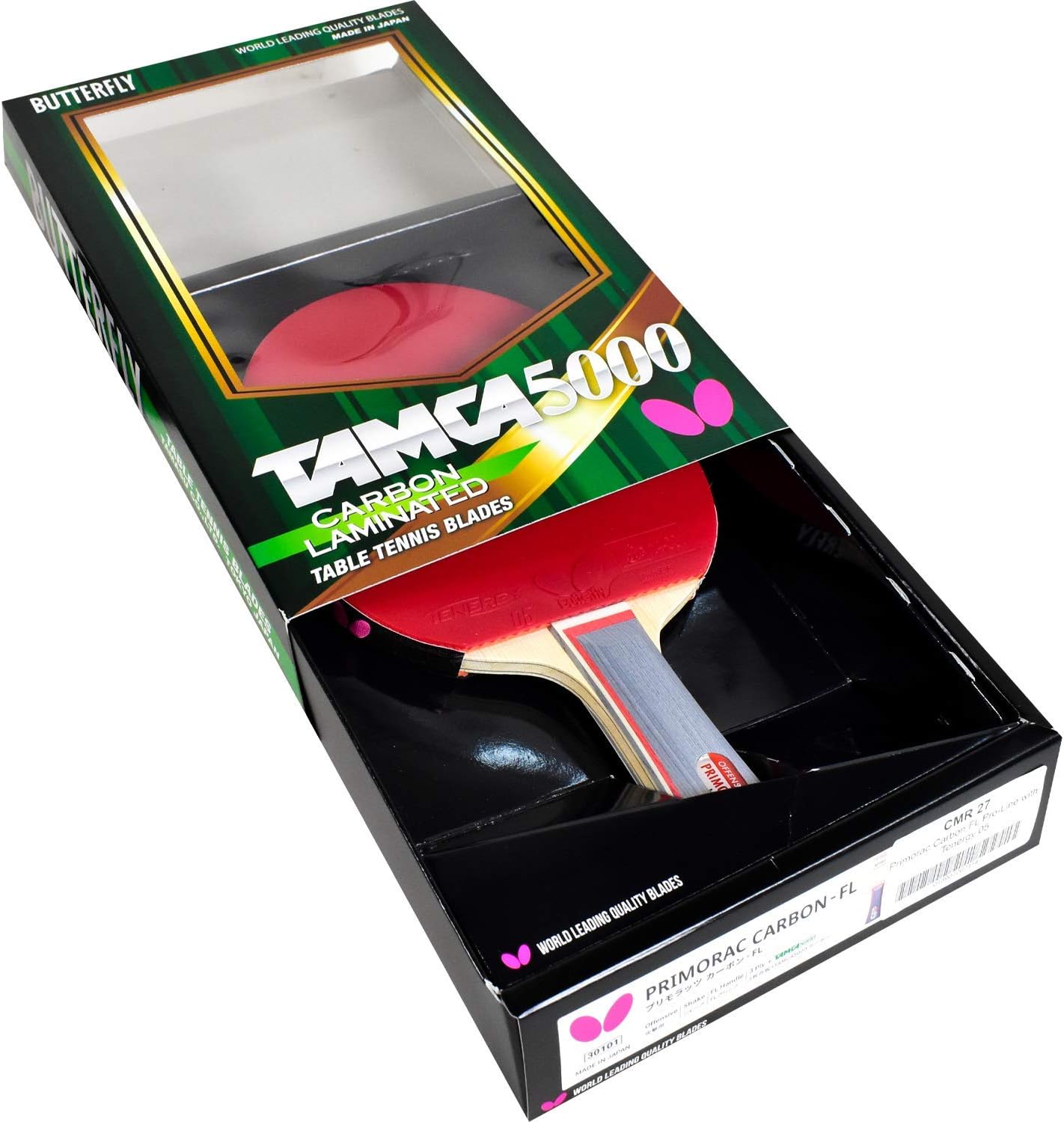 Butterfly Primorac Carbon Pro-Line Table Tennis Racket - One of Our Fastest Blades Fueled by The Raw Power of Carbon Fiber - Recommended for World Class Play - Pro-Line Series