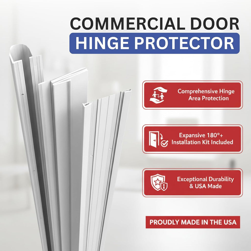 Commercial Door Hinges Finger Pinch Guard for Kids | UL Classified Push & Pull Side Door Pinch Guard for Schools, Daycare Centres & Home | USA Made | Finger Guard Door White, 95'