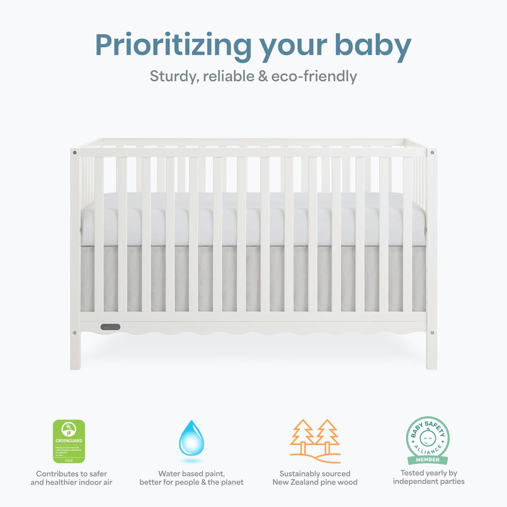 Dream On Me Synergy Wave 5-in-1 Convertible Crib, GREENGUARD Gold, Cannoli Cream