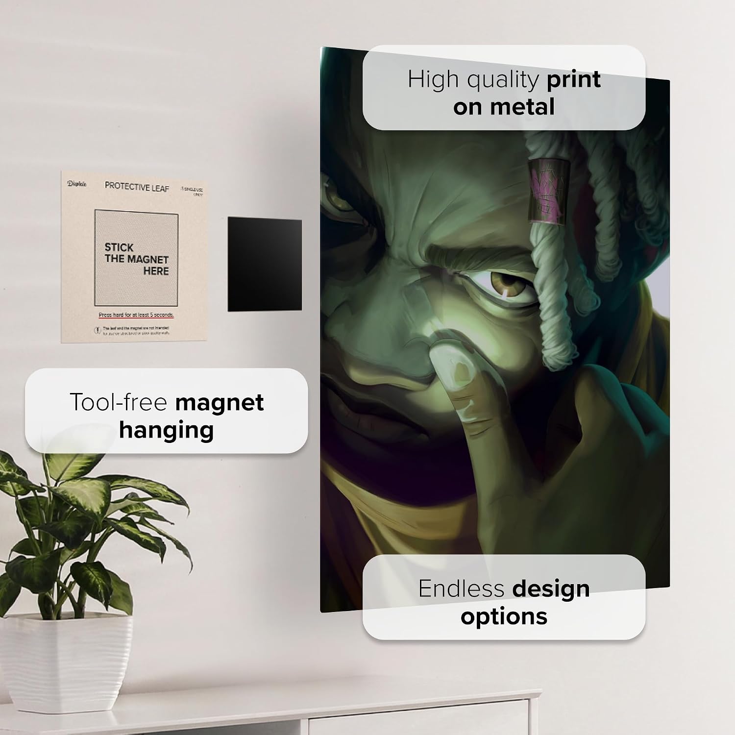 Displate Metal Poster Arcane The Boy Savior Wall Art L | Wall-safe magnetic mounting, no drilling or tools. Easy to mount, artwork, wall decor home living room, bedrooms, offices.
