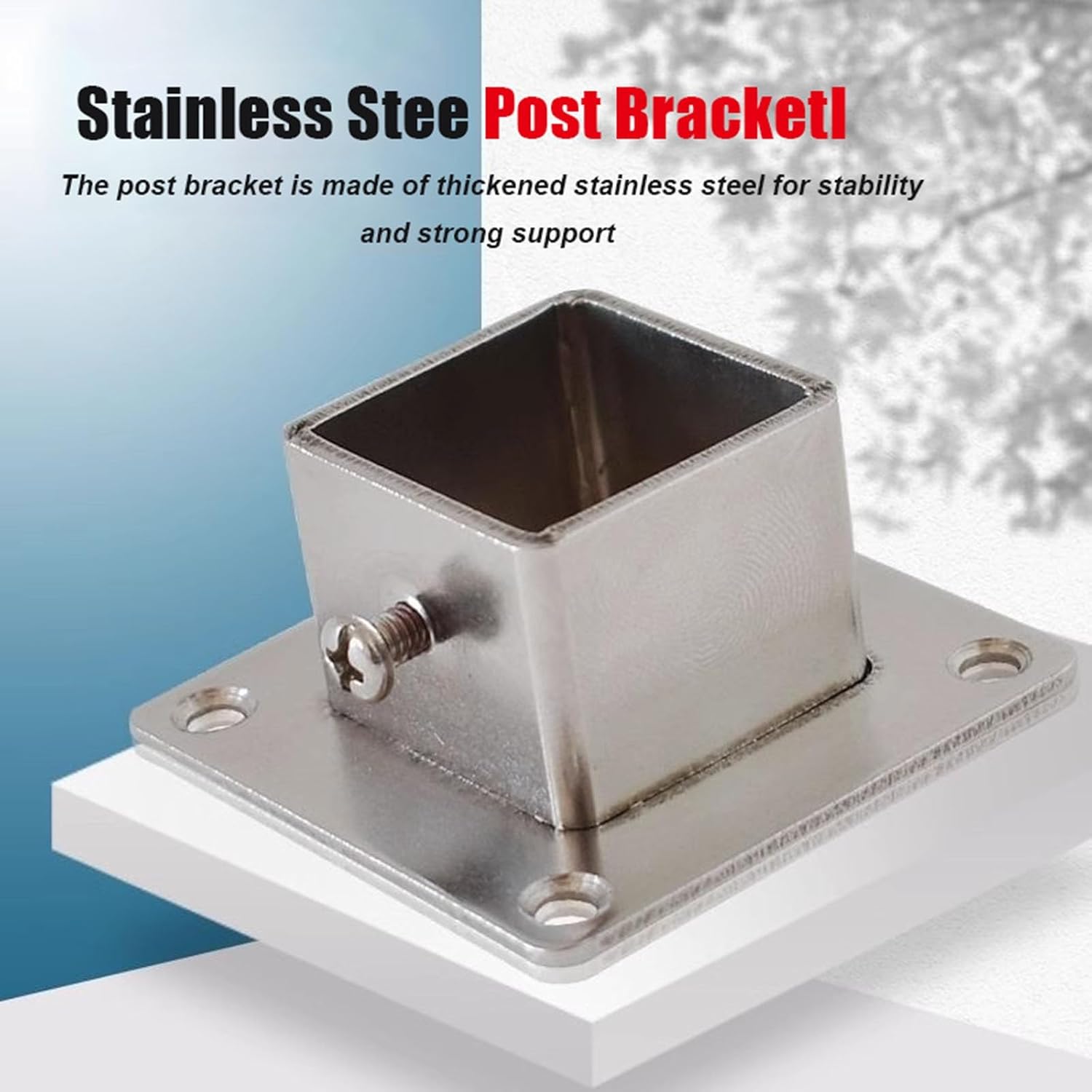 25 30 40mm Wide Square Anchor Base for Post，2/4 6 Pcs Stainless Steel Heavy Duty Post Base with Screws for Fence Deck Railing Support(4pack,40x40mm/1.57x1.57in)