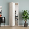 JUBEST Bifold Doors, 6 Panel Primed Bifold Closet Doors for 24'x80' Door Opening, Modern White Hollow Core Bi-Fold Door Slab with Hardware Kit & Knob, Widely Used, Primed